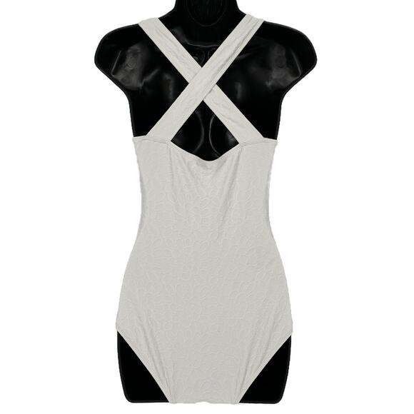 Swimsuit Beach Floral Embroidered One Piece in White on White Size Small - Picture 5 of 10